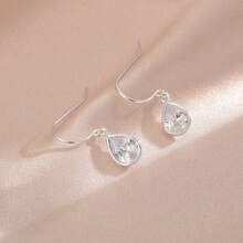 S925 银水滴吊坠耳环，女士防过敏珠宝礼品套装 - 銀色 - 查看 6
