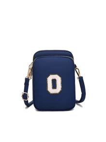 Navy Blue Casual Fashionable Towel Fabric Crossbody Bag, Embroidered With White Letters A-Z, Mini Bag With Phone Pocket And Coin Purse, Women's Crossbody Phone Bag, Shoulder Bag, Coin Purse, Wallet, Handbag, Suitable For Women, Girls, Travel, Back To School, Gifts, Large Capacity, Best Gift For Family - Navy Blue - View 22