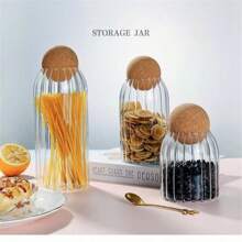 1 pezzo/3 pezzi/4 pezzi Set elegante di barattoli ermetici per cucina con coperchio in sughero naturale - Solo lavaggio a mano, barattoli di vetro per conservazione di caffè, tè, spezie - Riutilizzabili, contenitori di vetro rotondi ideali per uso familiare