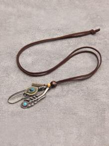 Turquoise Decor Feather Charm Necklace