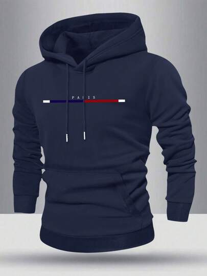 Sweat-shirt à capuche à manches longues, coupe régulière et léger pour homme, avec poche, imprimé graphique et lettrage personnalisé. Vêtement de sport casual pour le printemps/automne. Convient comme cadeau pour le mari/petit-ami. Streetwear, trajets, activités de plein air, vacances