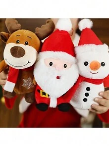 1 Set Muñeca linda de reno navideño, Papá Noel, decoración de árbol de Navidad, regalo de evento navideño. Muñeca de almohada/algunos accesorios, colores, palabras escritas, patrones y formas son aleatorios - Multicolor - Ver 1