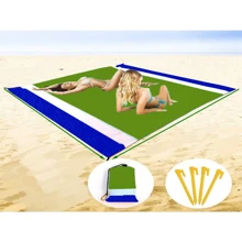 大号格子沙滩垫，便携式野餐垫，适合海滩、露营、野餐等户外活动 - 彩色 - 查看 16