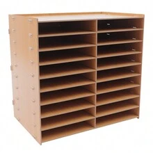 9 Layers 18 Slots File Organizer Classroom Office Paper Literature Storage Rack File Sorter A4 Paper Holder - Coffee Brown - View 7