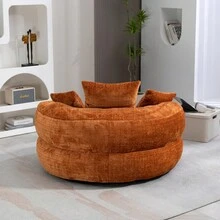 COOLMORE Lazy Sofa Durable Comfort Lounger High Back Bean Bag Chair Couch With Three Pillows For Adults And Kids, Indoor & Outdoor,  Single Gaming Sofa Chair For Bedroom,Office (Orange Chenille) - 橘色+雪尼爾+泡沫+1座 - 查看 10