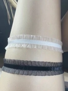 1件简约蕾丝缎带颈链，蕾丝领项链，腿链，天鹅绒荷叶边领项链，适合婚礼、派对、节日、新年等场合，可作为女士礼物 - 蕾絲項鍊 - 查看 5