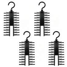 4PCS Adjustable 360° Rotating Scarf And Tie Rack, Versatile Belt Organizer For Home, Space-Saving Hanger Holder, Ideal For Closet Organization, Perfect For Fashion Enthusiasts, Stylish Storage Solution For Scarves, Ties, And Belts, Enhances Your Wardrobe With Easy Access, Great Gift For Holidays And Special Occasions, Keep Your Accessories Neat And -Free, Durable Design For Long-Lasting Use, Elevate Your Home Decor With This Functional And Chic Organizer. - Black - View 1