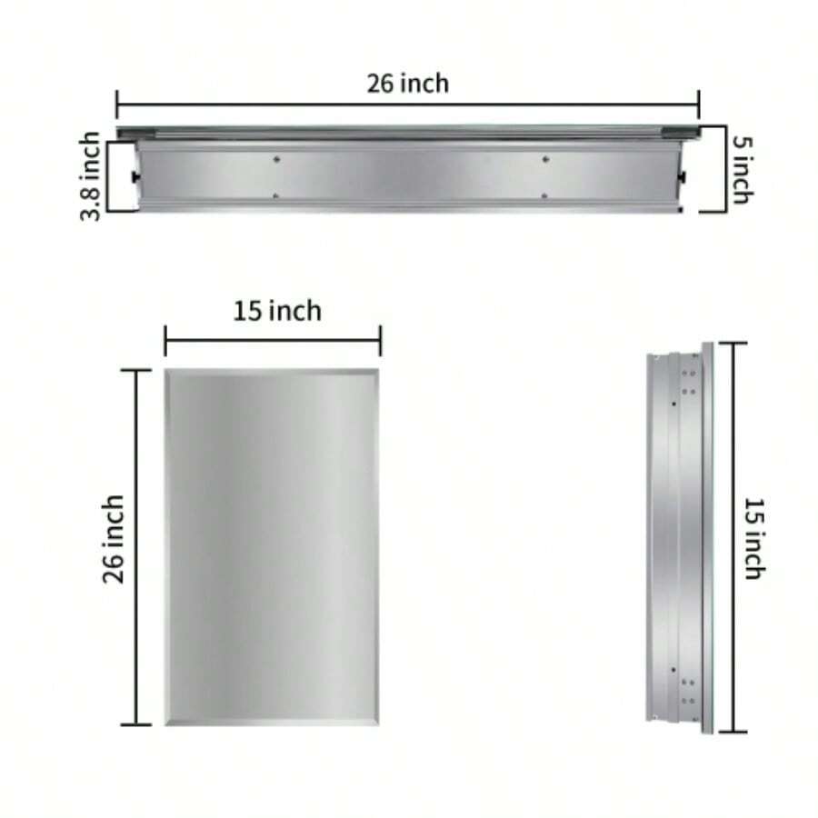 15x26 Inch Medicine With Mirror Aluminum Bathroom Adjustable