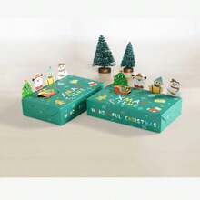 5pcs/Set 3D Christmas Gift Boxes With Cartoon Santa Claus, Snowman And Reindeer - Multipurpose Paper Boxes For Cookies, Candies And Party Favors - Multifunctional Holiday Packaging For General Use, Halloween, Halloween Decoration