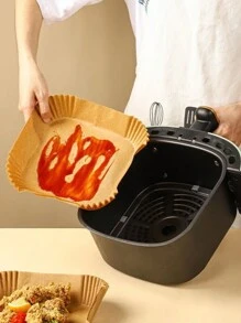 100pcs Air Fryer / Baking Paper, Kitchen Bbq Greaseproof Paper, Outdoor Camping Food Plate Liner Air Fryer Kitchen Air Fryer Liners Air Fryer Paper Airfryer Air Frier