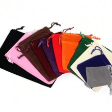 5pcs/10pcs Pack Drawstring Velvet Bags, Earphones, Power Bank, Jewelry Accessories, Jewelry & Cosmetics Packaging Velvet Pouches