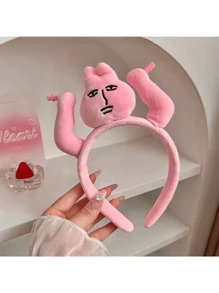 1 Băng đô lông thỏ màu hồng vui nhộn, Phụ kiện tóc kiểu Grab Bangs - Hồng - Xem 7