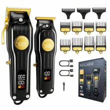 SH-2576T Black Gold Hair Clippers Professional Cordless For Men,Fade Hair Clippers,Barber Clippers For Hair Cutting Kit, Wireless LCD Display Hair Trimmers Set, Rechargeable Haircut Machine For Family