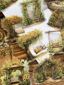 15pcs/Pack Vintage Large Size Sticker Pack, Manor Fence Series, Vines & Wild Flowers, Suitable For Diary, Scrapbooking, Decoration, Landscaping