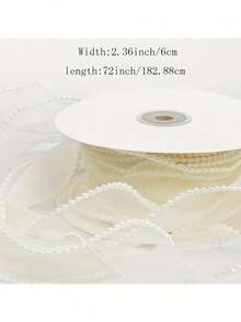 1 件 6 厘米仿珍珠薄纱丝带手工蝴蝶结花束包装装饰 - 多色 - 查看 4