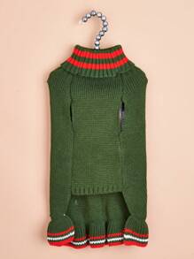 1 件针织圣诞宠物毛衣，经典红、绿、黄刺绣 HOHO 蝴蝶结设计，适合贵宾犬和比熊犬 - 綠色 - 查看 7