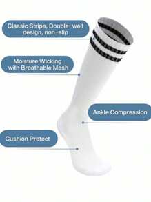 2 Pairs Breathable Football Socks For Kids Aged 8-16, Striped Knee High Socks For Boys And Girls Playing Soccer, Baseball, Softball And Other Athletic Sports, Youth Sports Socks For School And Training