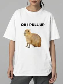 OK I PULL UP T-Shirt Women's Fashion 100% Cotton Streetwear NEW! - 白色 - 查看 1