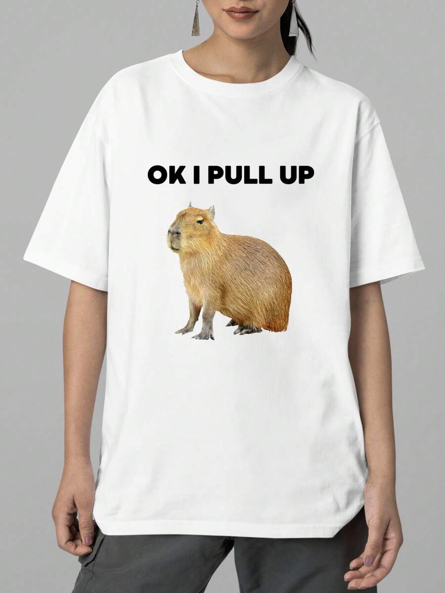 OK I PULL UP T-Shirt Women's Fashion 100% Cotton Streetwear NEW! - 白色 - 查看 1