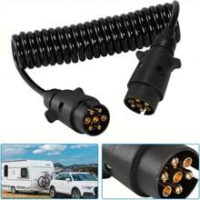 Heavy Duty 7 Pin Trailer Plug Extension Lead - 3m Towing Wire Adapter Cable For Trailer Lighting Board, Caravan, Truck Brake Joint Pipe - Black - View 7