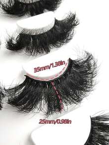 Asiteo 4 Pairs Fluffy Faux Mink Lashes 25mm Lashes Dramatic Thick Volume Natural Eyelashes Make Up Eye Lashes - 黑色 - View 3