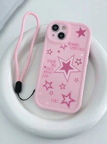 1 件五角星印花粉色和米色保护手机壳，适用于 17、17 Air、17 Pro、17 Pro Max、16 Pro Max、14/13、12、11 Pro Max、XS Max、X、XR、8、7、6S、Plus、Mini 和 Galaxy A13 4G、S21 FE 5G、A15、A21S、A34、A12、A50、S21、A71，适合作为生日礼物，送给女朋友、男朋友或个人使用 - 彩色 - 查看 1