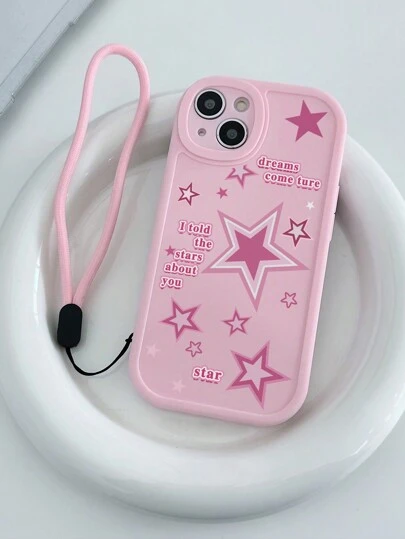 1 件五角星印花粉色和米色保护手机壳，适用于 17、17 Air、17 Pro、17 Pro Max、16 Pro Max、14/13、12、11 Pro Max、XS Max、X、XR、8、7、6S、Plus、Mini 和 Galaxy A13 4G、S21 FE 5G、A15、A21S、A34、A12、A50、S21、A71，适合作为生日礼物，送给女朋友、男朋友或个人使用