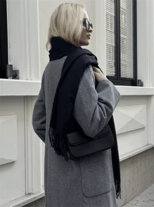 1pc Solid Deep Gray Casual Elegant Street-Style Light Business Scarf For Women, Suitable For Fall/Winter Daily Wear, Warm Shawl Accessories Women - Dark Grey - View 4