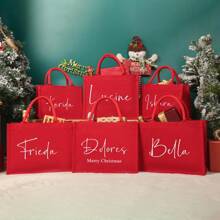 Spersonalizowana torba na prezenty świąteczne, torba na prezenty świąteczne z imieniem, czerwony worek jutowy na święta, torba na prezenty świąteczne, torba na prezenty wigilijne, prezent świąteczny