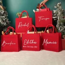 Spersonalizowana torba na prezenty świąteczne, torba na prezenty świąteczne z imieniem, czerwony worek jutowy na święta, torba na prezenty świąteczne, torba na prezenty wigilijne, prezent świąteczny