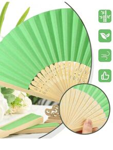 2 Pieces Solid Color Retro Handheld Folding Paper Fan, Simple Portable Bamboo Fan With Foldable Paper Cover. Keep Cool And Fashionable. Perfect For DIY, Perfect For Parties And Kindergarten Activities. - Multicolor - View 5
