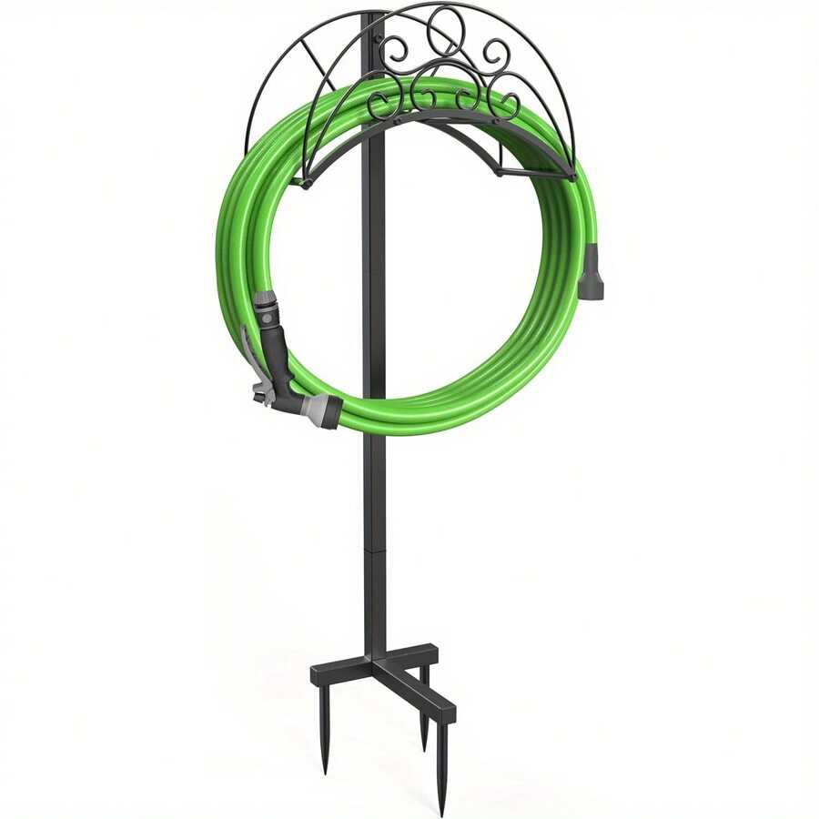 Tuinslanghouder, vrijstaande metalen waterslanghouder met 3