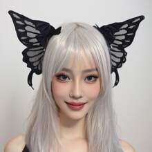 2pcs Gothic Witch Big Bow Hairpin, Halloween Demon 3D Bat Wing Hairclip Lolita Hair Accessories