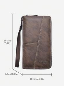 SHABILI 新款男士时尚软皮拉链多卡位手机口袋大容量年轻人男士钱包钱包长款钱包腕带钱包