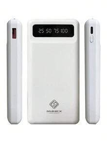 Power Bank 10000 mah,Ultra Slim de Bateria Portatil,con 4 Cables Incorporados USB, Tipo C, Micro USB Pila Portatil Compatible para,con linterna LED - Blanco - Ver 8