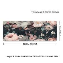 1pc Flowers Gaming Mouse Pad Large Mouse Pad For Keyboard And Mousepad Desk Mat With 2mm Non-Slip Base And Stitched Edge For Gaming And Office Computer Mat Protector Mat