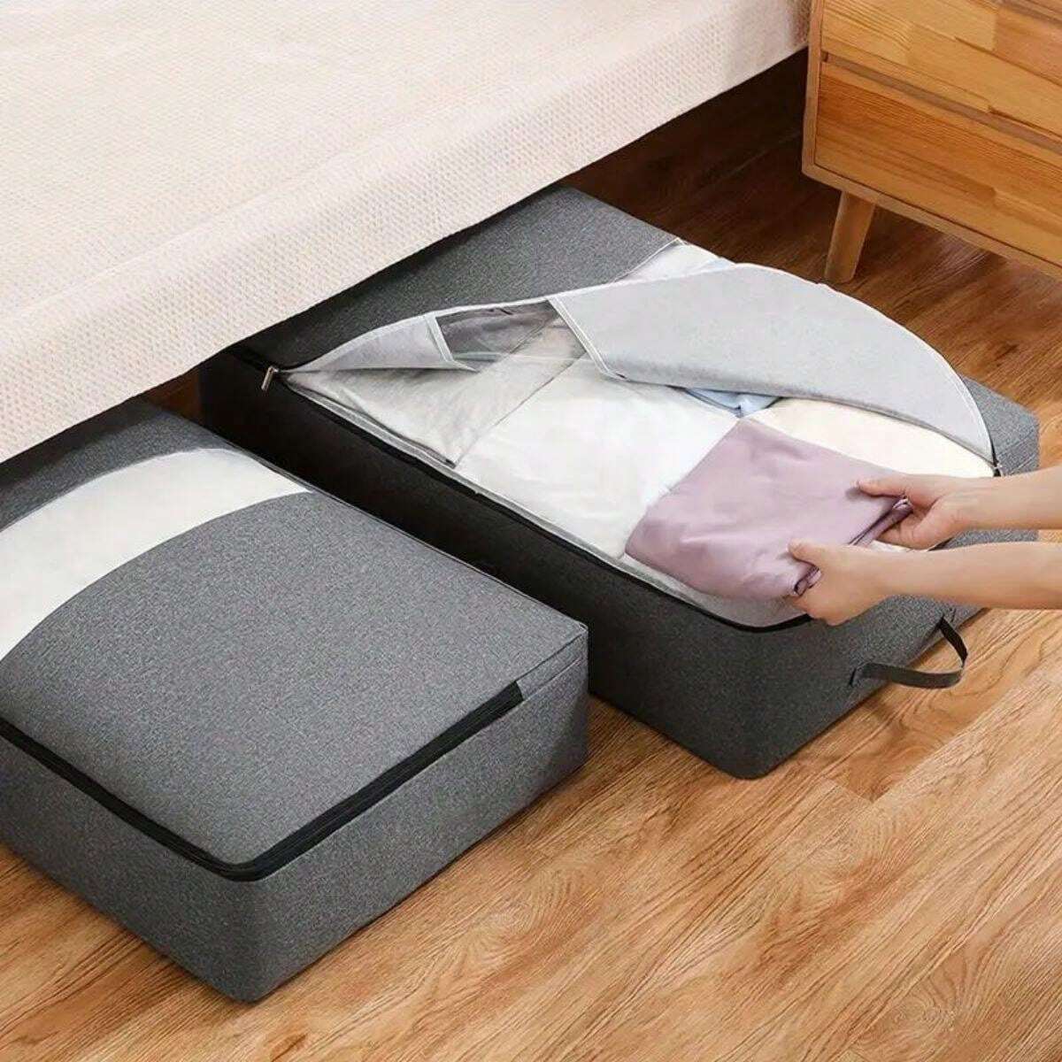 1pc Large Under Bed Storage Bag With Transparent Window And Handle