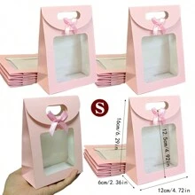 6/10 bolsas de papel kraft blanco con ventana transparente, bolsas de regalo a granel con asas, bolsas de regalo de papel pequeñas, bolsas de compras blancas, bolsas de regalo con moño para boda, fiesta de novia, cumpleaños, vacaciones, fiesta de navidad, tiendas minoristas, marrón - multicolor - Ver 13