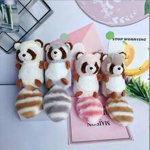 Plush Raccoon Doll Keychain Pendant Doll Couple Backpack Pendant Claw Machine Toy Gift - Pink - View 4