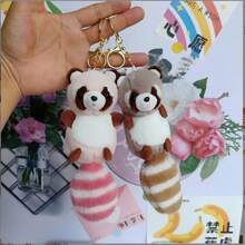 Plush Raccoon Doll Keychain Pendant Doll Couple Backpack Pendant Claw Machine Toy Gift - Pink - View 2