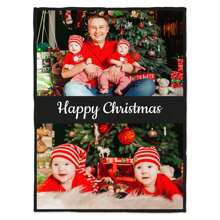 1 chiếc chăn Giáng sinh vui vẻ được cá nhân hóa, chăn Giáng sinh tùy chỉnh có 2 bức ảnh, chăn tiệc Giáng sinh, đồ trang trí ngày lễ - màu đen - Xem 3
