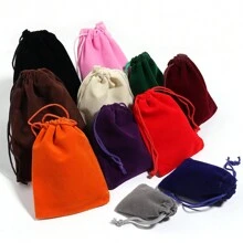 5pcs/10pcs Pack Drawstring Velvet Bags, Earphones, Power Bank, Jewelry Accessories, Jewelry & Cosmetics Packaging Velvet Pouches
