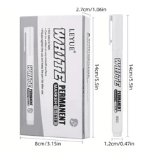 1/2 永久性白色记号笔、圣诞贺卡书写笔 - 防水快干墨水织物、木材、皮革、轮胎 - 非常适合涂鸦艺术、学校用品和 DIY 工艺品