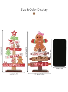 1 件圣诞装饰品圣诞姜饼人木制摆件圣诞树木制字母桌面圣诞节节日氛围场景布置派对狂欢家居装饰摆件最佳礼物 - 彩色 - 查看 9