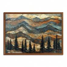 Putuo Decor 1 件松树山脉元素木质装饰画，木质海报墙面艺术装饰，适用于家庭农舍客厅办公室工作室咖啡厅酒吧俱乐部，礼物 - 彩色 - 查看 7