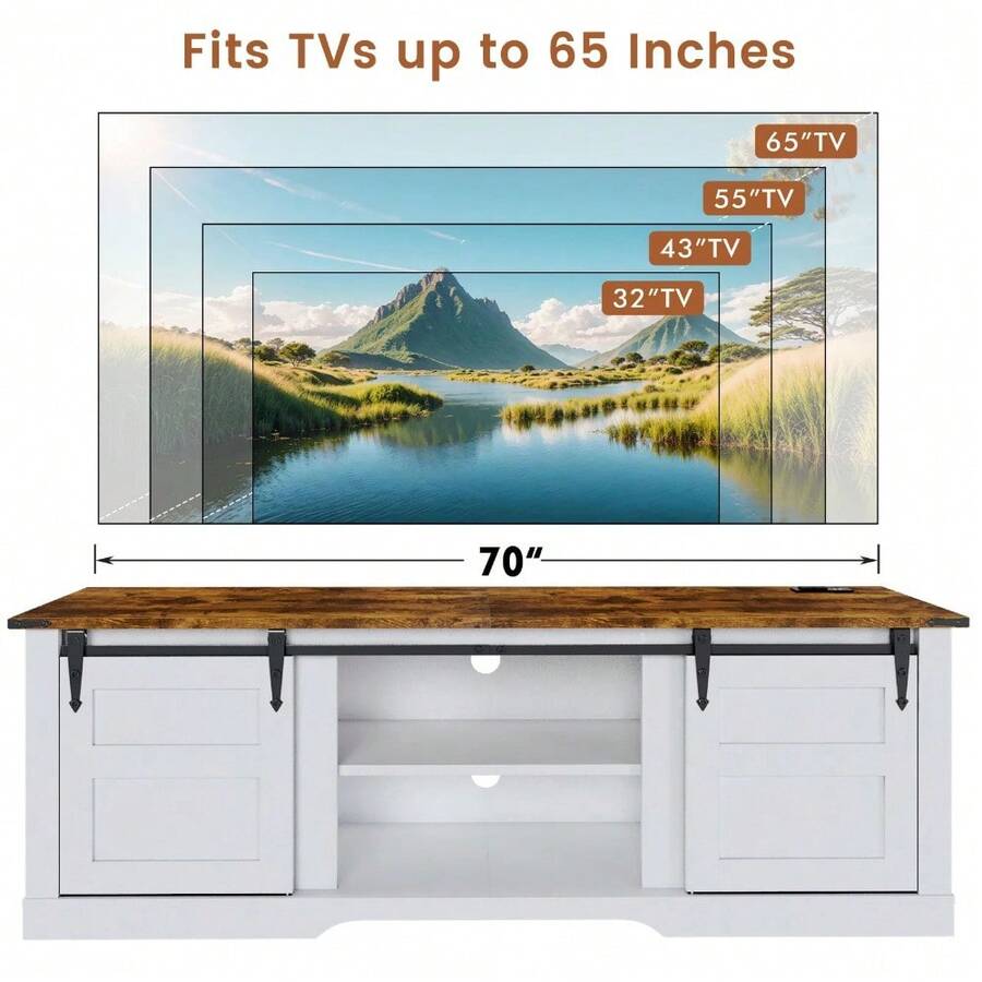 Entertainment Center With Storage And Sliding Barn Doors