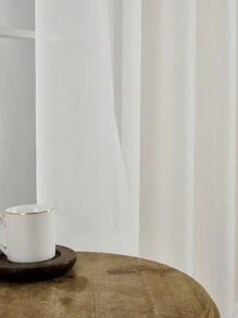 1 件薄纱窗帘，圣诞薄纱窗帘带索环，滤光窗帘，半透明窗帘，家庭/办公室使用，纯色轻质奢华现代涤纶薄纱窗帘，滤光，卧室/客厅/阳台，防紫外线 - 白色 - 查看 4