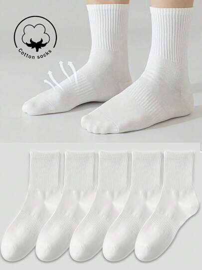 1/3/5/10 paar herensokken, katoenen sokken, lange sokken, weeksokken, witte sokken, korte sokken, herfst-/winter-/lente-/herfstsokken, ademend, vochtafvoerend, sport-, zakelijke-, vrijetijds- en seizoenssokken met willekeurige kleuren