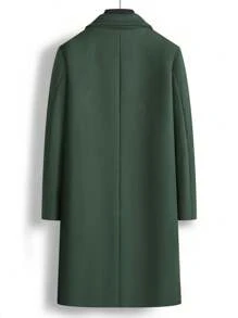 Men's Turndown Collar Mid-Length Coat, Double-Breasted Trench Coat