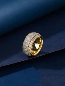 1 件铜材质金戒指，镶嵌旋转钻石，时尚女士戒指，适合送礼、日常和节日 - 003237 - 查看 8